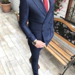 Terziademaltun Striped Navy Suit blazer and pants